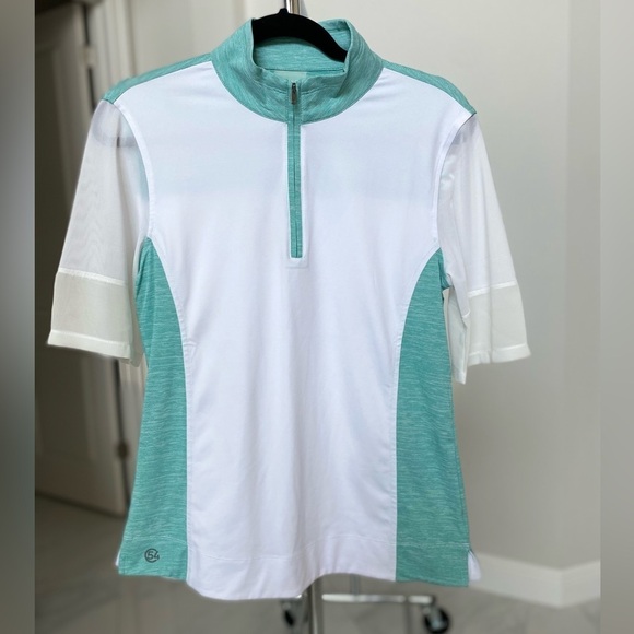 Chase 54 women's golf shirt aqua and white medium - Picture 3 of 12